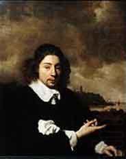 Self portrait against landscape background by Jan van Goyen, Pieter Cornelis Dommersen